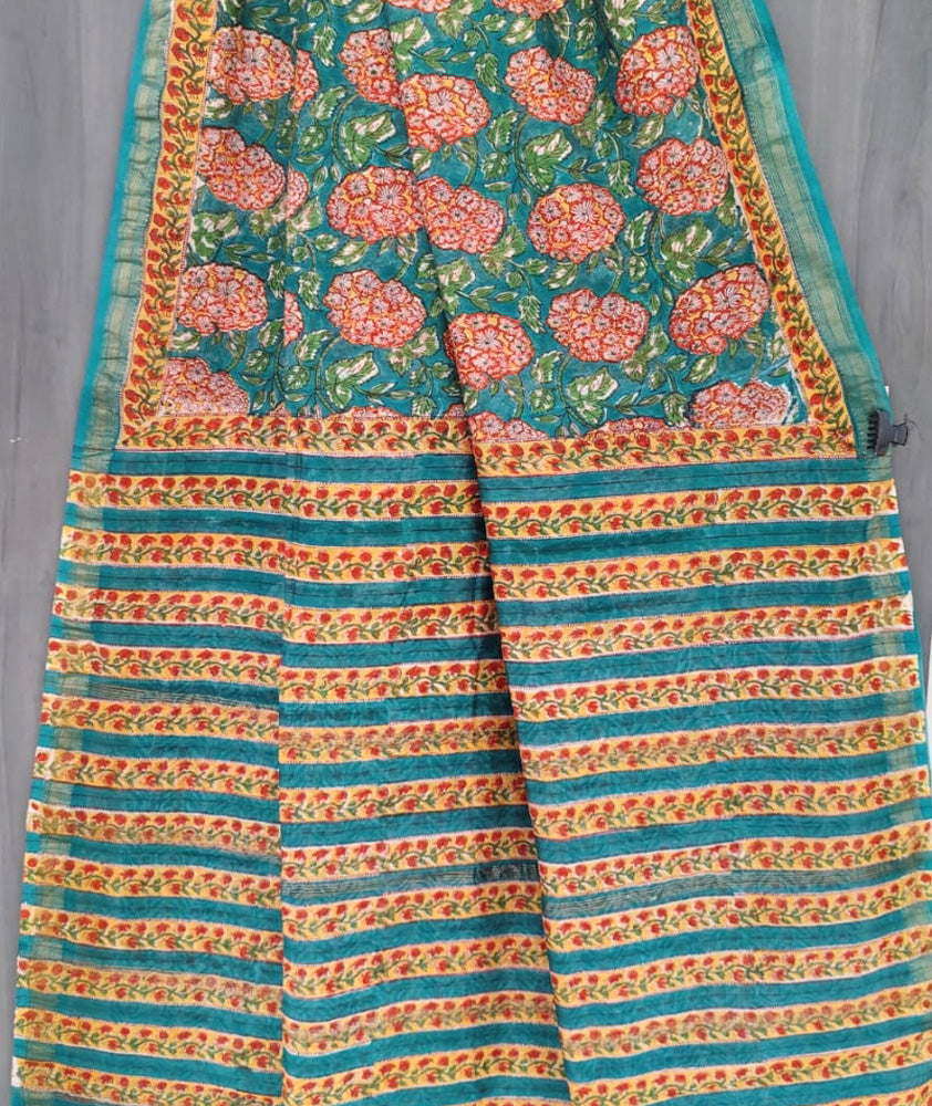 Mithya : Elegant Sanganer Hand Block Printed Maheshwari Saree