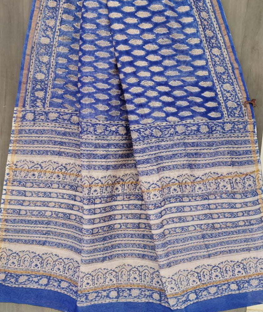 Beautiful Hand Block Printed Chanderi Silk Cotton Saree