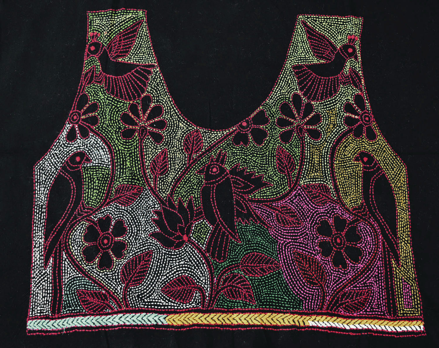 Cotton Blouse fabric with Hand Nakkshi Kantha work