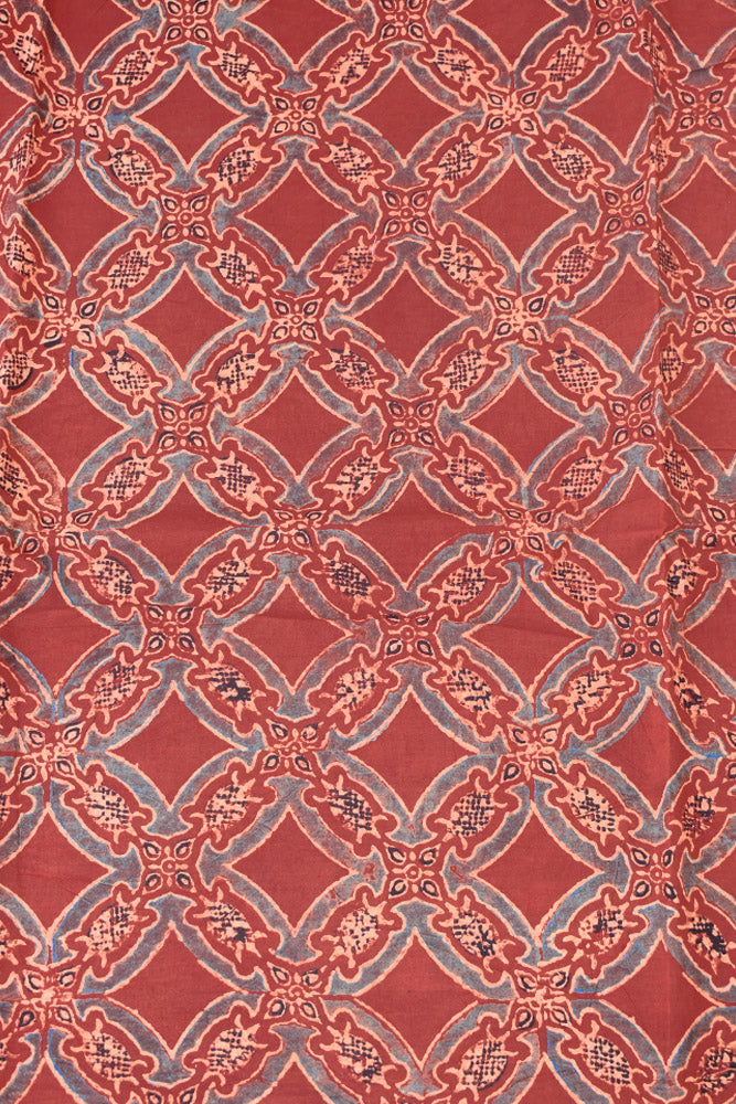 Ajrakh Hand Block Printed Cotton Fabric - 2.5 mtrs