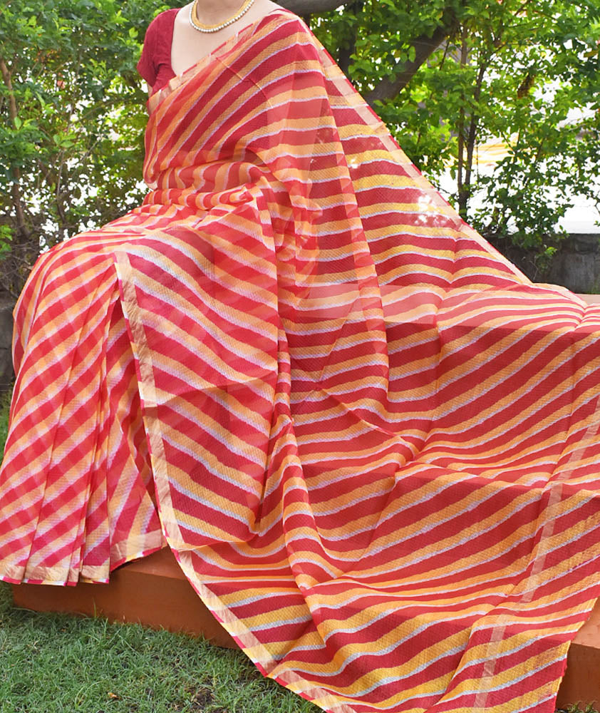 Beautiful Handcrafted Leheriya Kota Silk Saree