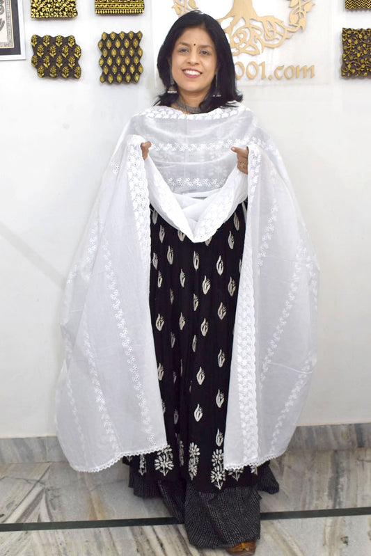 Gorgeous Self Embroidered Cotton Dupatta