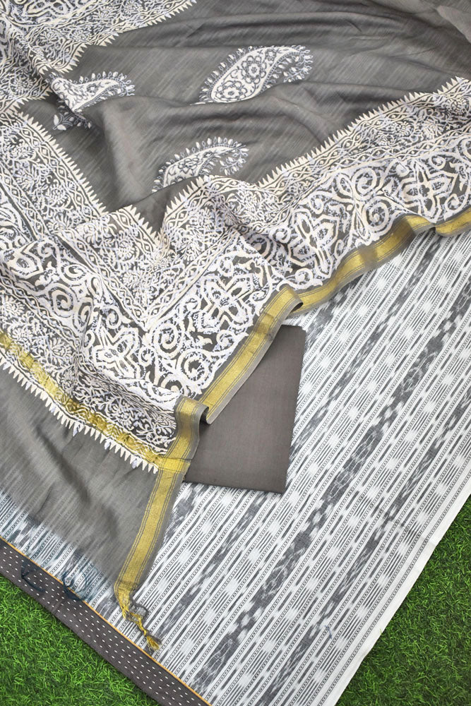 Handwoven Sambalpuri ikkat Cotton kurta with Chanderi Dupatta & Cotton Bottom - 3 pc set