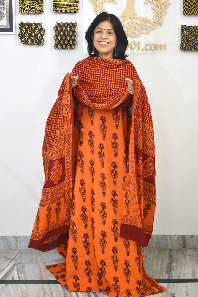 Bagh Hand Block Printed unstitched 3 pc Cotton suit fabric from MP