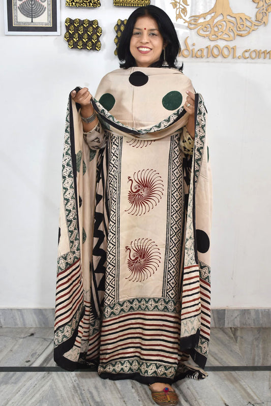 Beautiful Ajrakh Hand Block Printed Modal Silk set