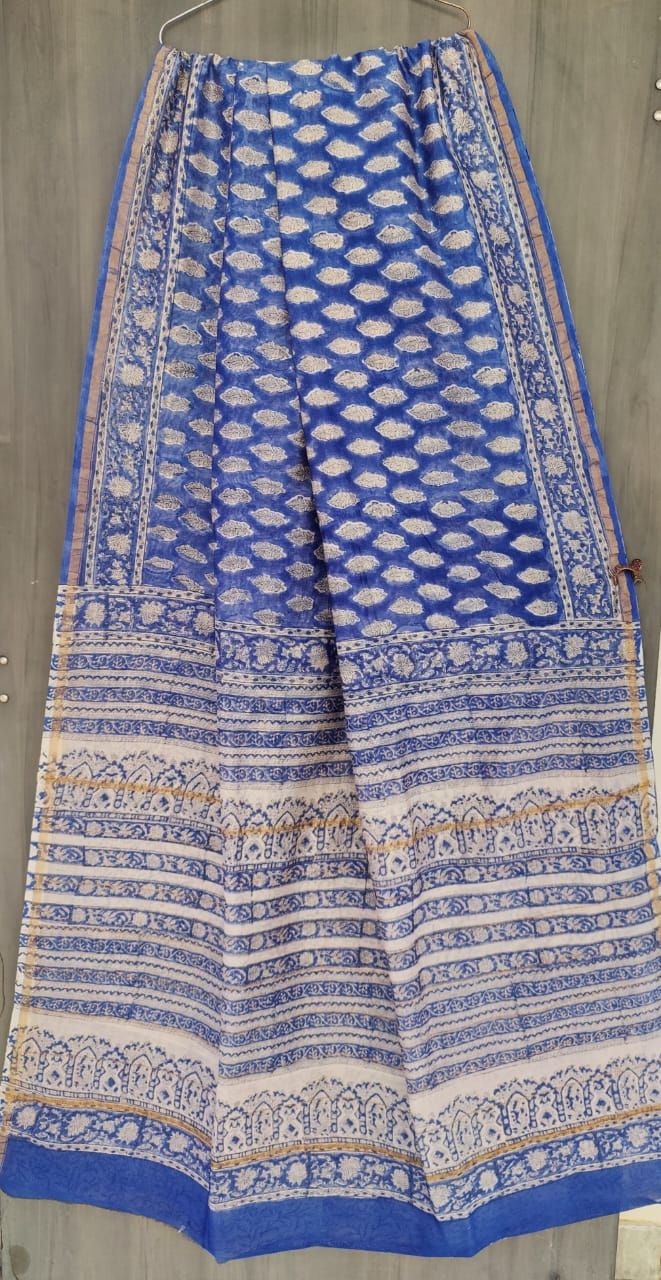 Beautiful Hand Block Printed Chanderi Silk Cotton Saree
