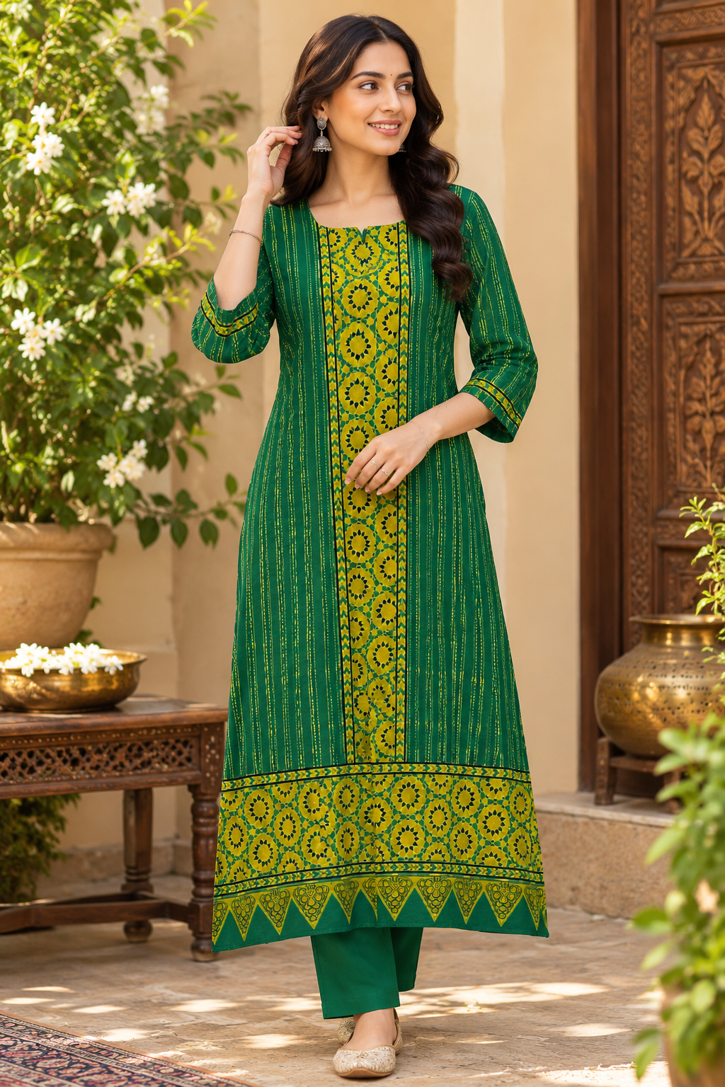 Designer Ajrakh Hand Block Printed cotton Kurta - Size 38 to 46 ( all sizes)