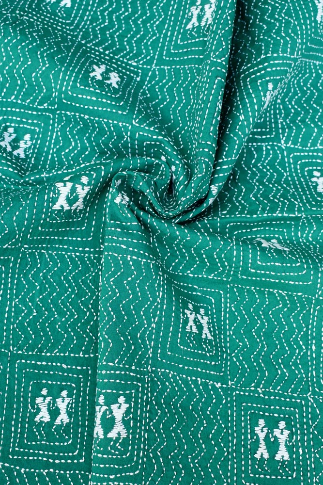 Cotton Blouse fabric with Hand Kantha work