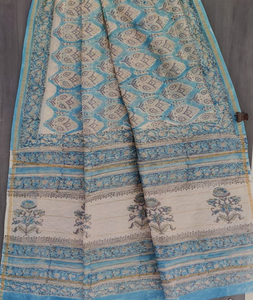 Beautiful Hand Block Printed Chanderi Silk Cotton Saree