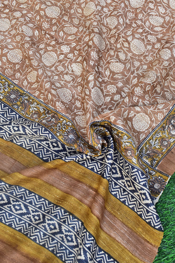 Geecha Silk Dupatta with Hand Block print