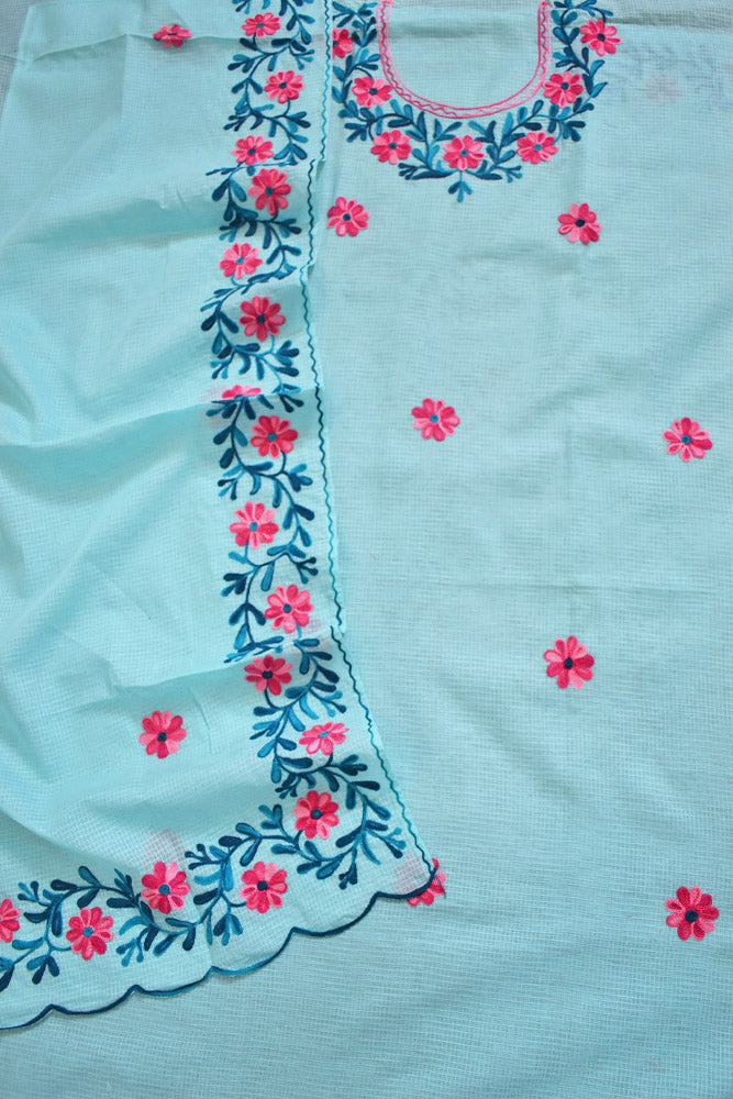 Elegant Kota Unstitched Kurta & Dupatta set with Aari work