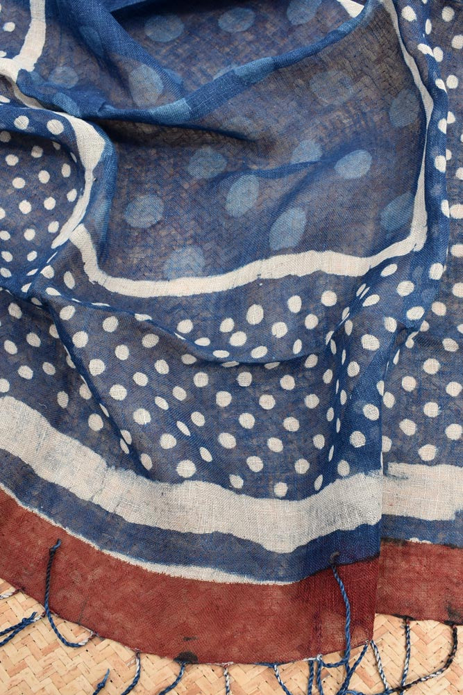 Elegant Hand Block Printed Pure Linen dupatta