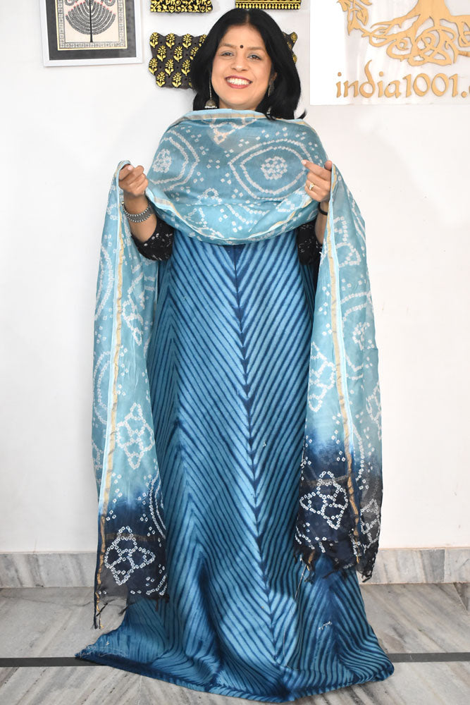 Premium Chanderi Silk Cotton Kurta dupatta sets with Bandhani Work