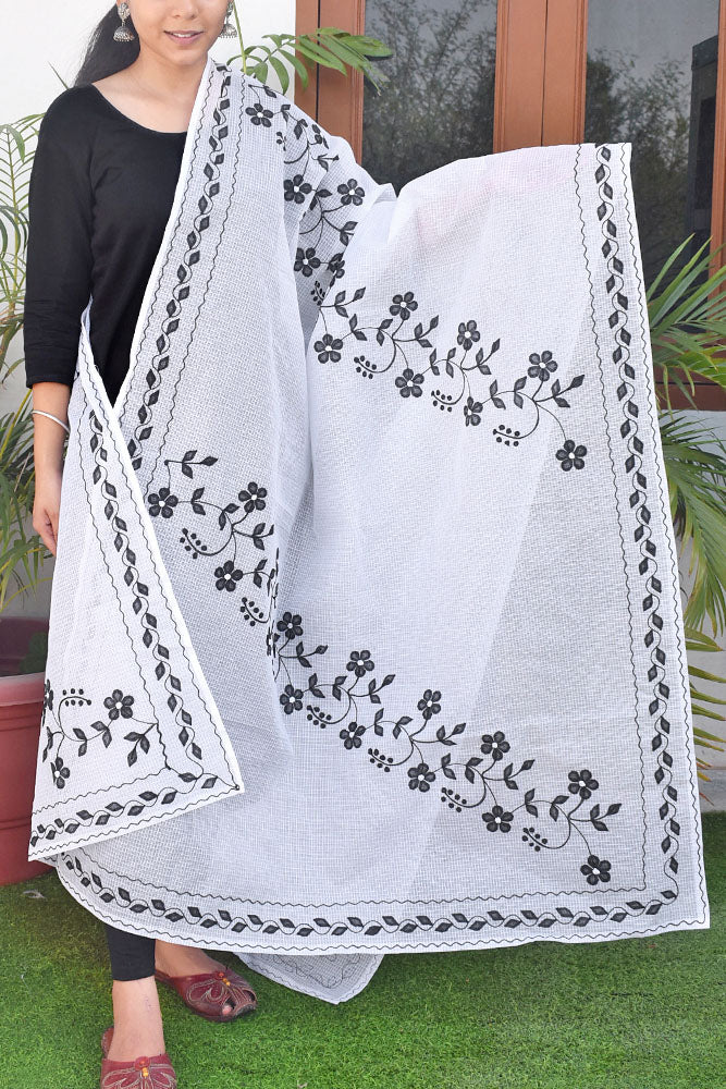 Handcrafted Phool Patti Applique Kota cotton dupatta