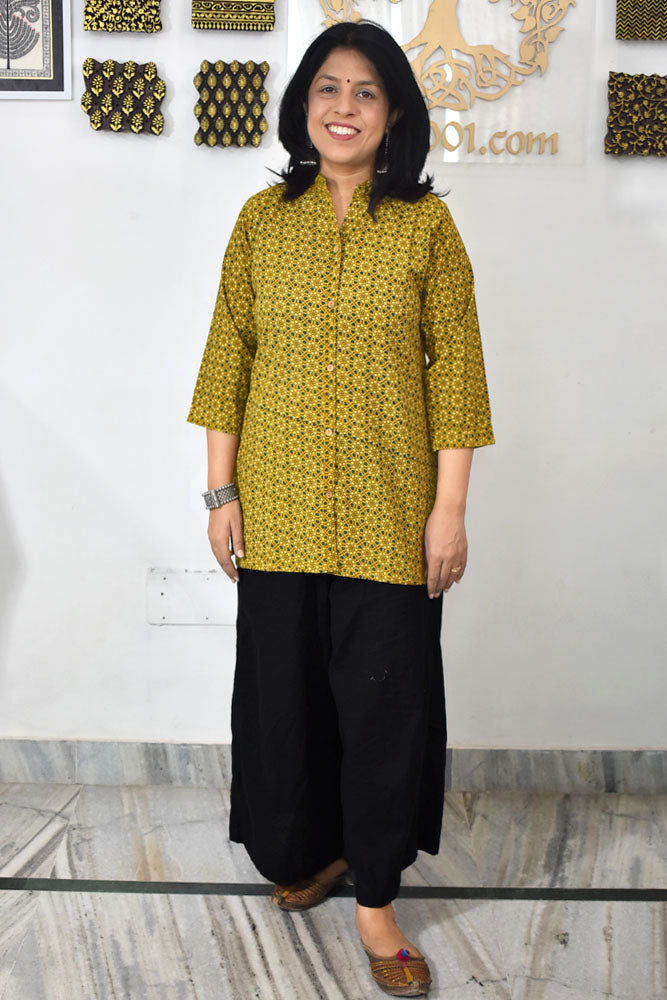 Beautiful Hand Block Printed Ajrakh cotton Short kurta, Size 38 to 44 ( all sizes)