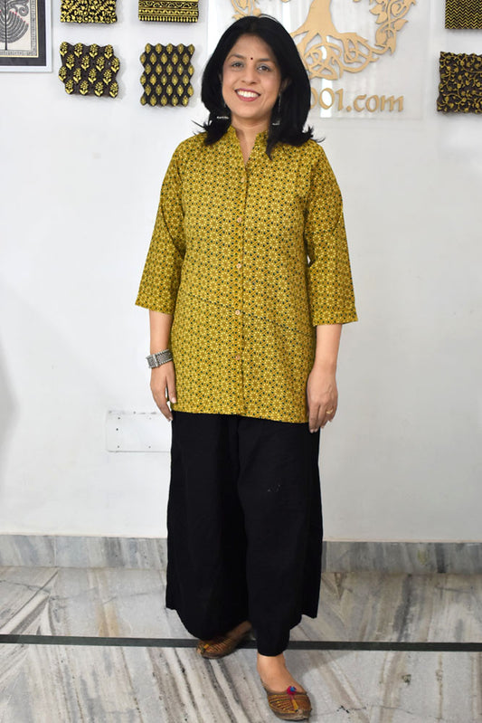 Beautiful Hand Block Printed Ajrakh cotton Short kurta, Size 38 to 44 ( all sizes)