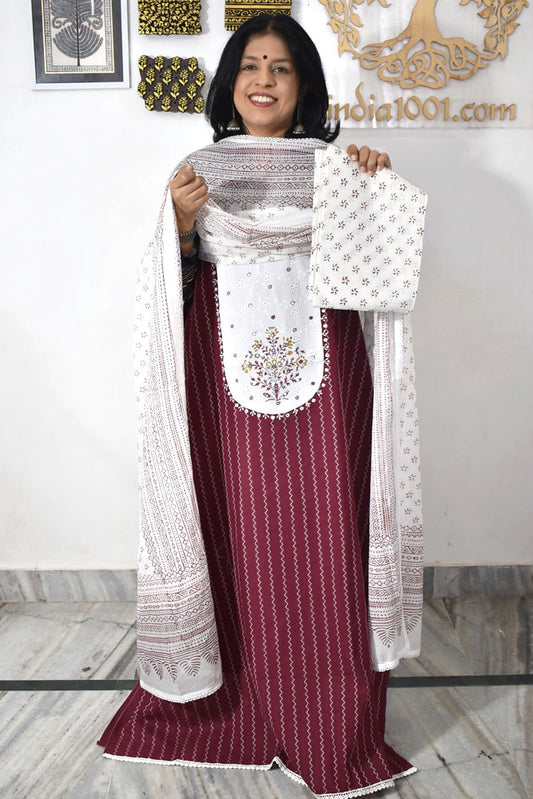 Elegant Handloom Cotton suit with cotton dupatta
