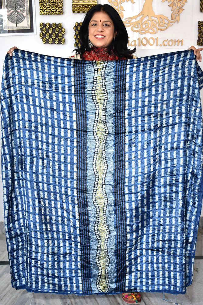 Ajrakh Velvet kurta fabric