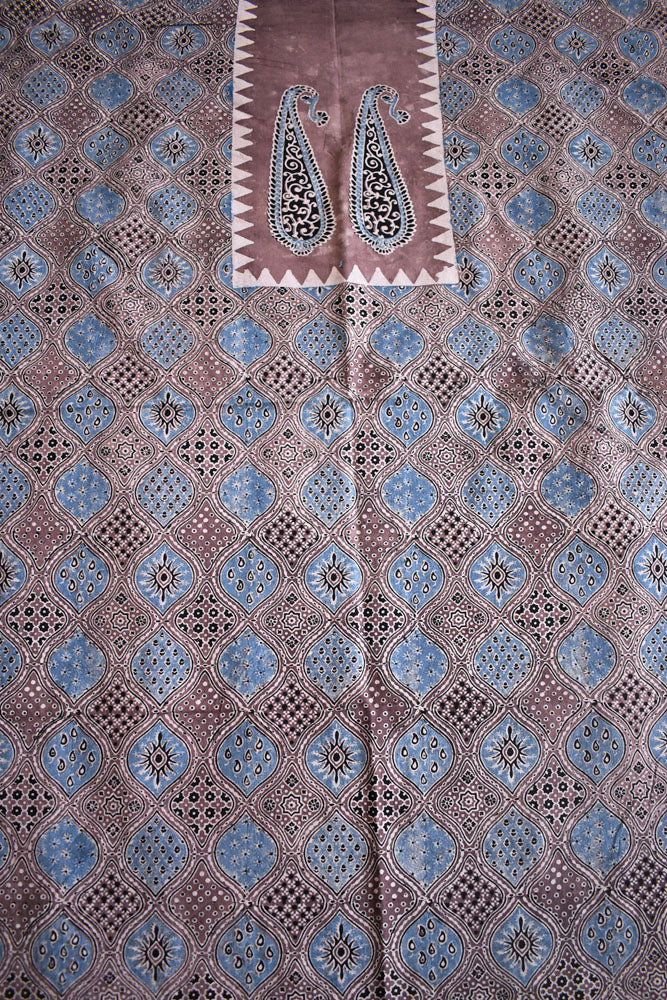 Designer Ajrakh cotton kurta fabrics - 2.5 mtrs