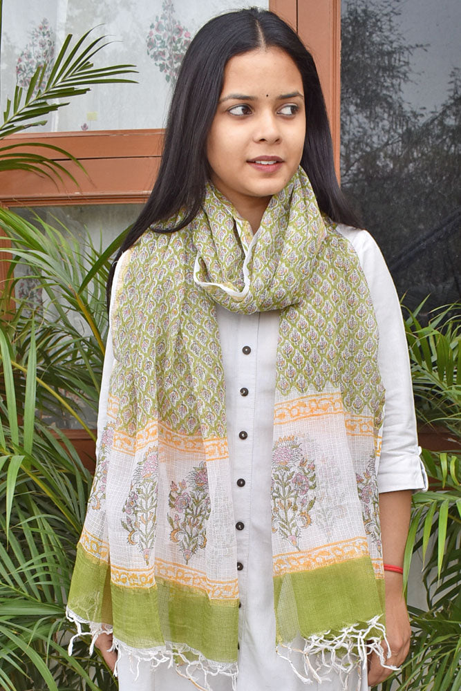 Hand Block Printed Kota Cotton Dupatta