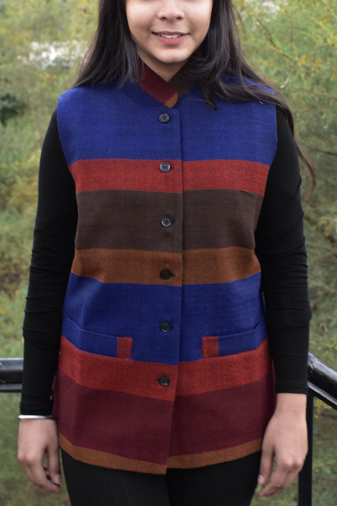 Handwoven Himalayan Wool Jacket with Satin silk inner lining - size 36, 38