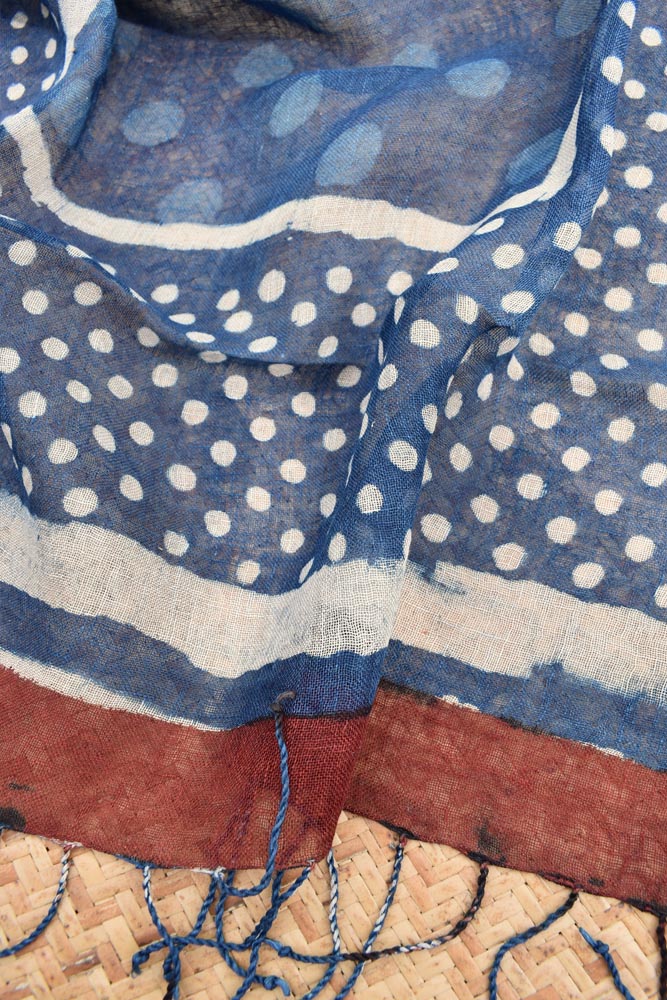 Elegant Hand Block Printed Pure Linen dupatta