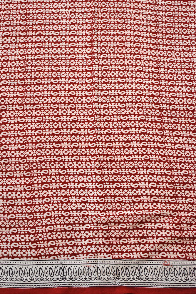 Bagh Hand Block Printed unstitched 3 pc Cotton suit fabric with Kutch Mirror Work