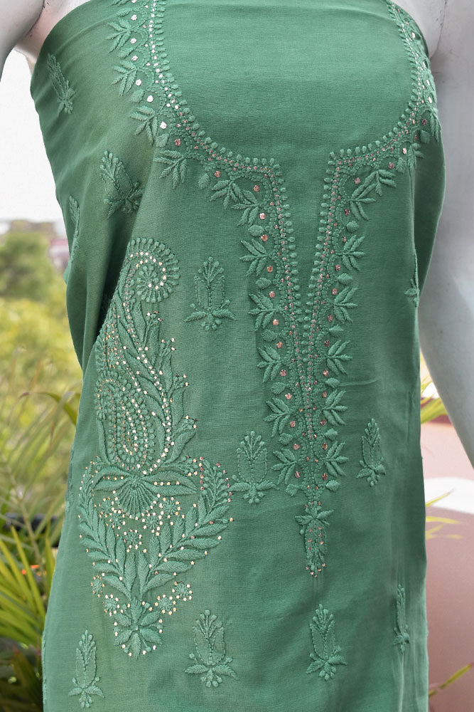 Beautiful Sanganer Block Print Chanderi dupatta with Chanderi Chikankari & Muqaish Work Kurta
