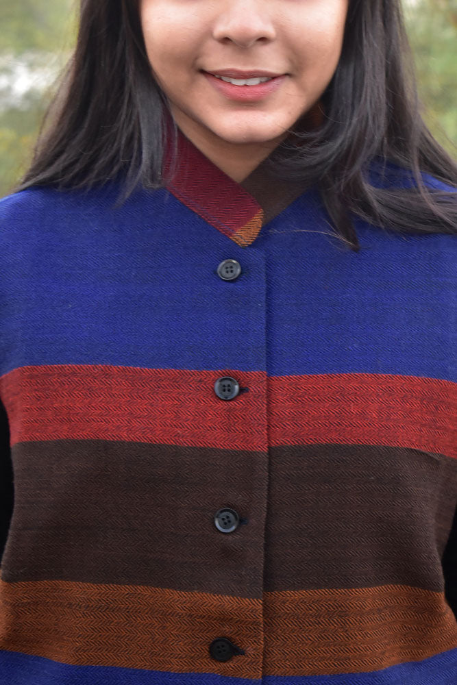 Handwoven Himalayan Wool Jacket with Satin silk inner lining - size 36, 38