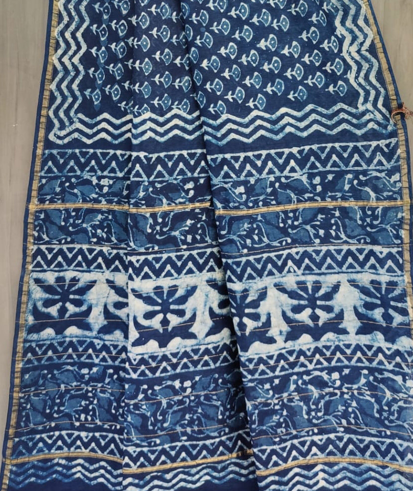 Beautiful Hand Block Printed Chanderi Silk Cotton Saree