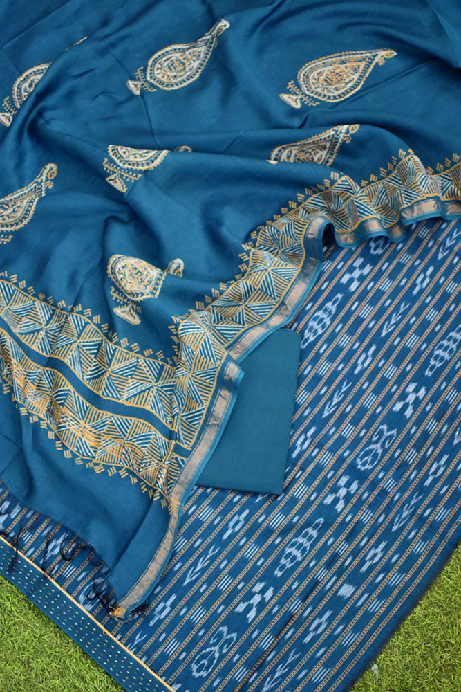 Handwoven Sambalpuri ikkat Cotton kurta with Chanderi Dupatta & Cotton Bottom - 3 pc set
