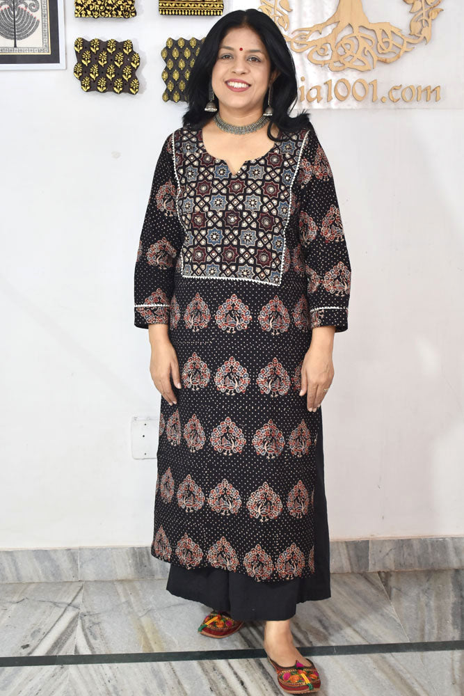 Beautiful Hand Block Printed Ajrakh Cotton kurta