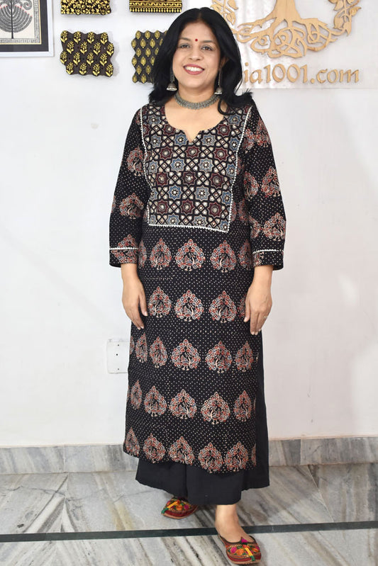 Beautiful Hand Block Printed Ajrakh Cotton kurta