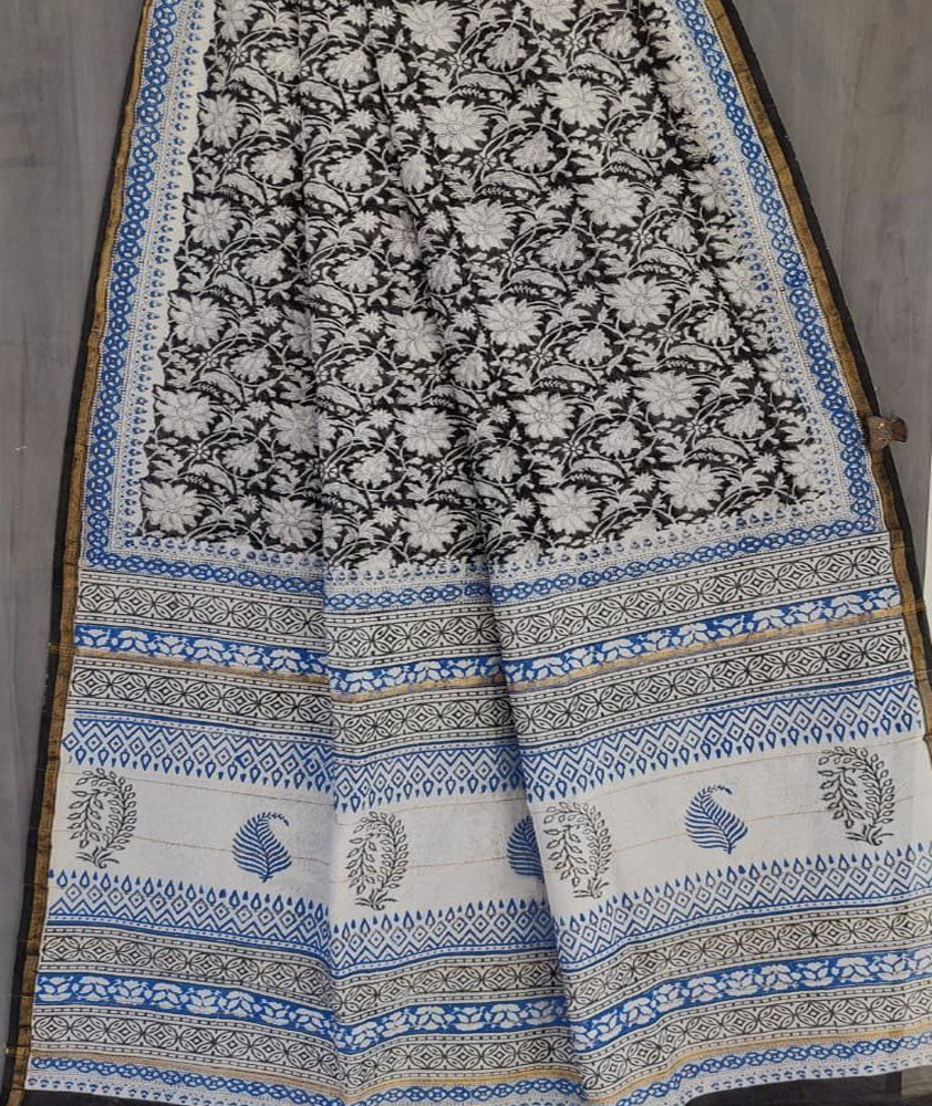 Beautiful Hand Block Printed Chanderi Silk Cotton Saree