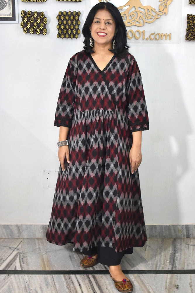Designer Handwoven Ikkat pure cotton Kurta / Dress - Size 36 to 46 ( all sizes)