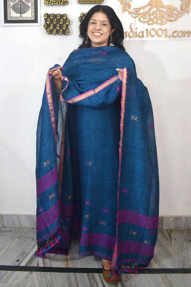 Kalakriti : Beautiful Hand Woven Soft Cotton Jamdani Kurta Fabric & Dupatta set