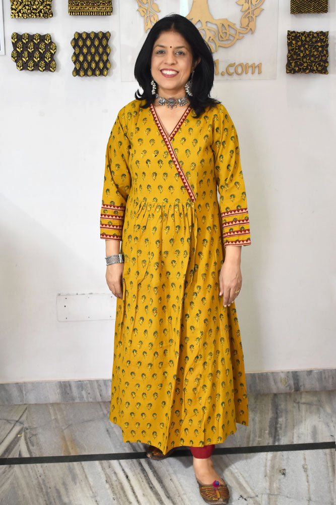 Designer Block Printed Ajrakh cotton Kurta / Dress - Size 38 to 46 ( all sizes)