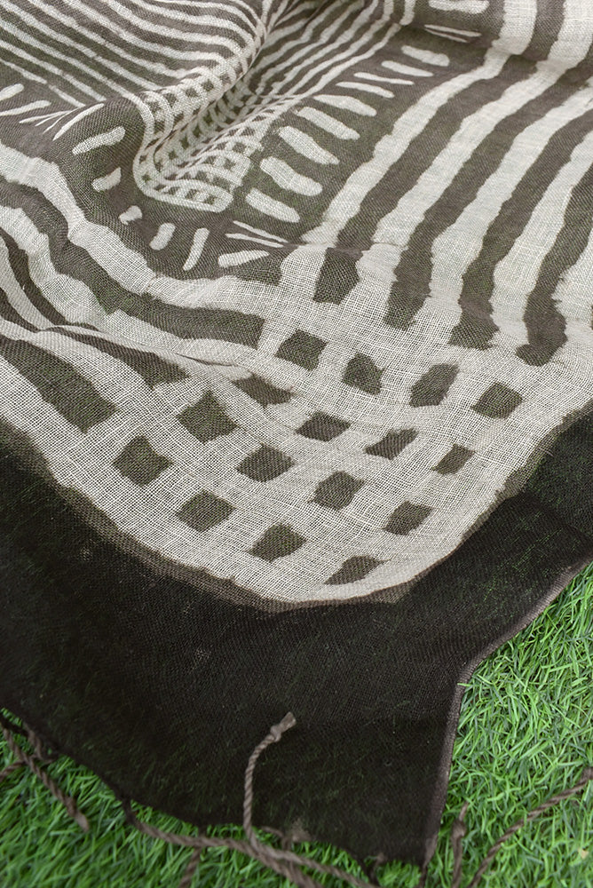 Elegant Hand Block Printed Pure Linen dupatta