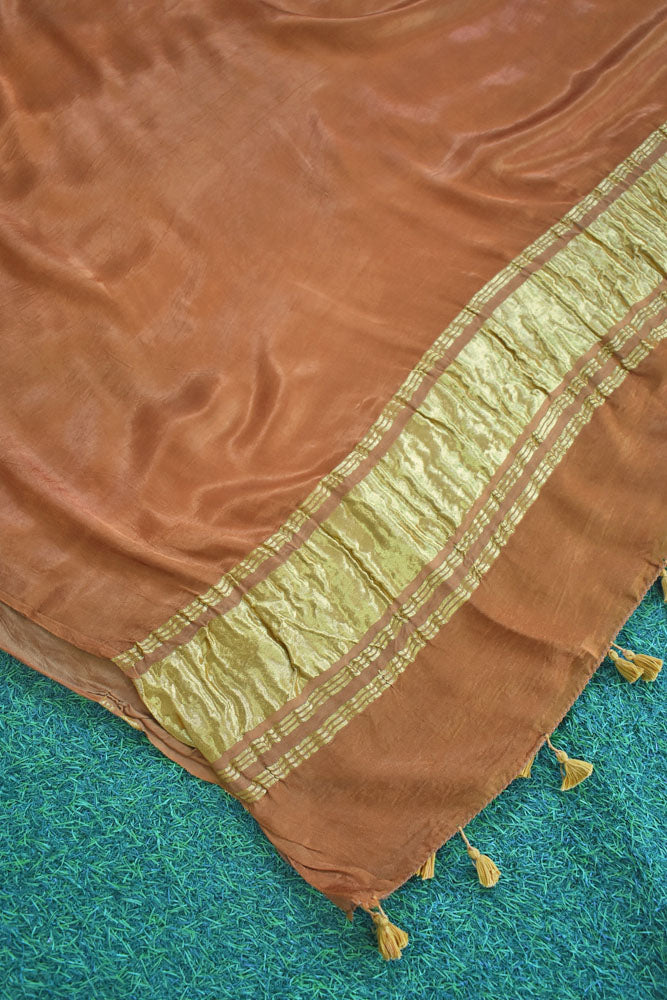 Beautiful Plain Modal Silk dupatta with Tissue Lagdi patta palla
