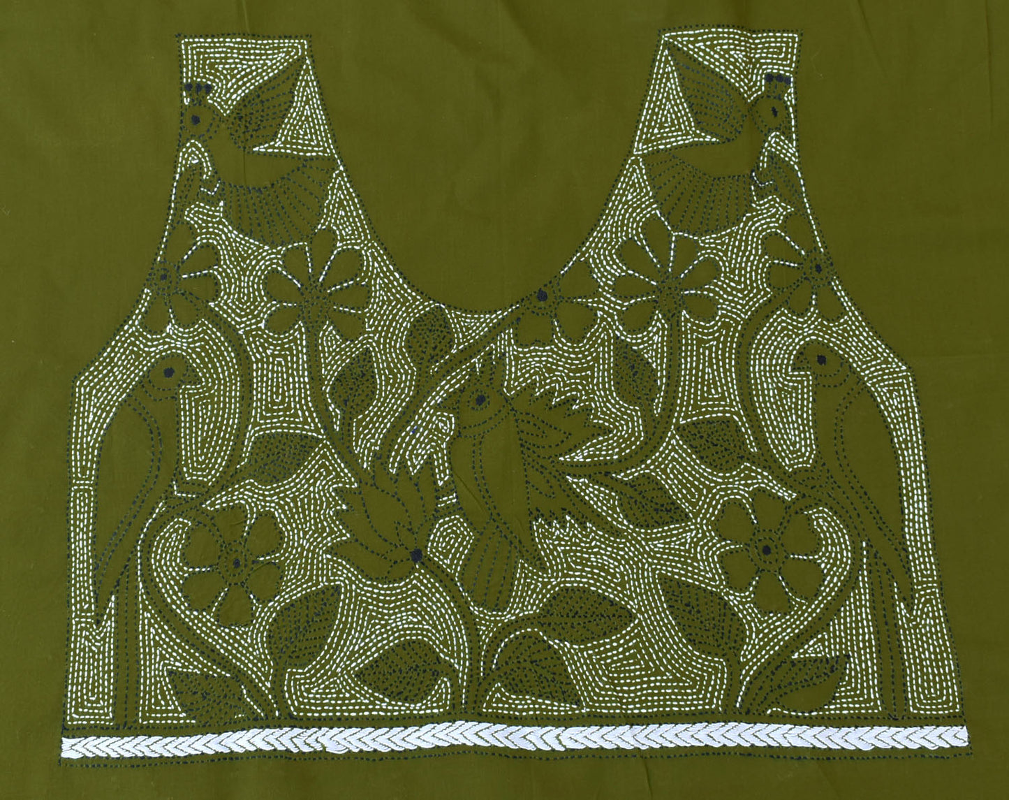 Cotton Blouse fabric with Hand Nakkshi Kantha work