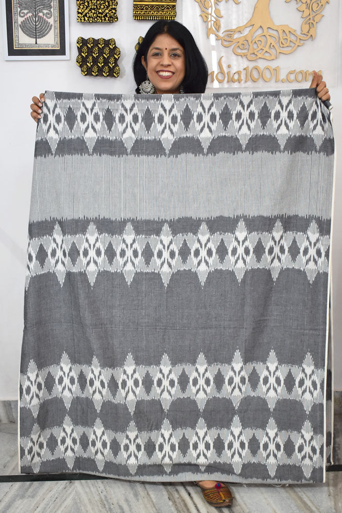 Multicolor Ikat Cotton Handloom 2.5mts Fabric with Uzbekistan Pattern Design