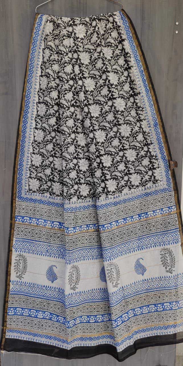Beautiful Hand Block Printed Chanderi Silk Cotton Saree