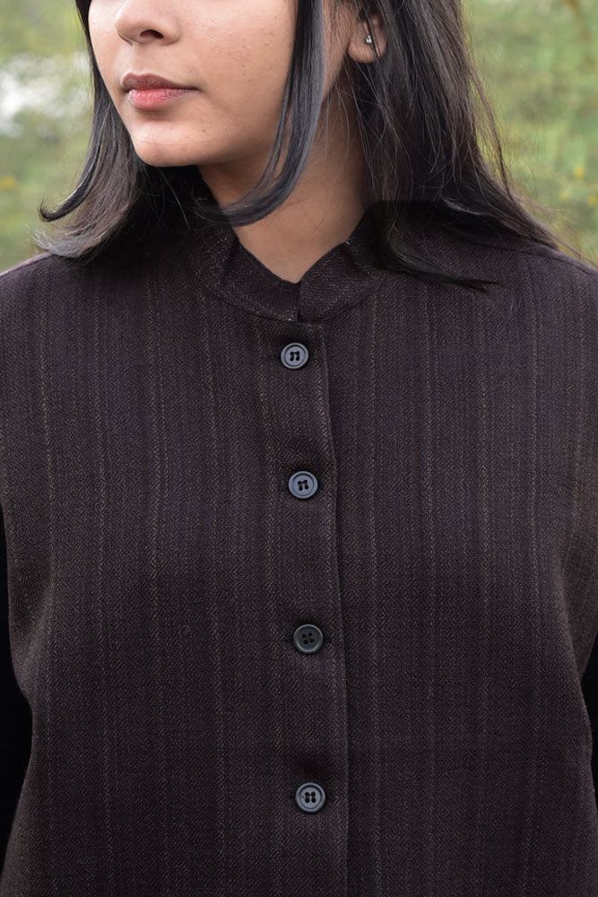 Handwoven Himalayan Wool Jacket with Satin silk inner lining - size 38, 40