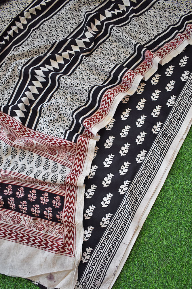 Bagh Hand Block Printed unstitched 3 pc Cotton suit fabric from MP