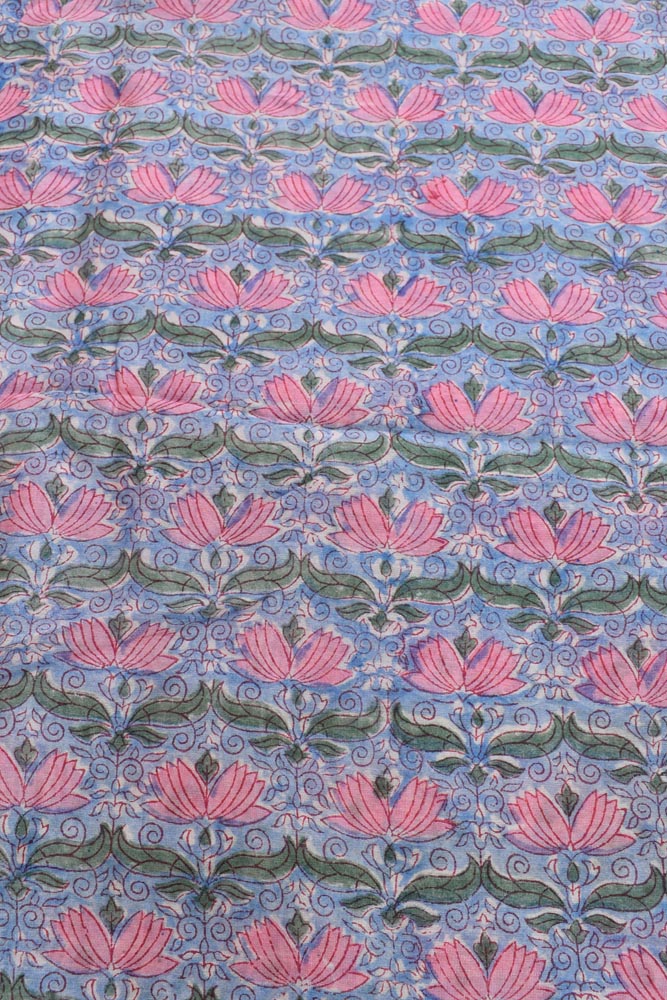 Elegant & Fine Sanganer Hand Block Printed Chanderi silk Cotton Running Fabric ( 2.5 mtr cut)