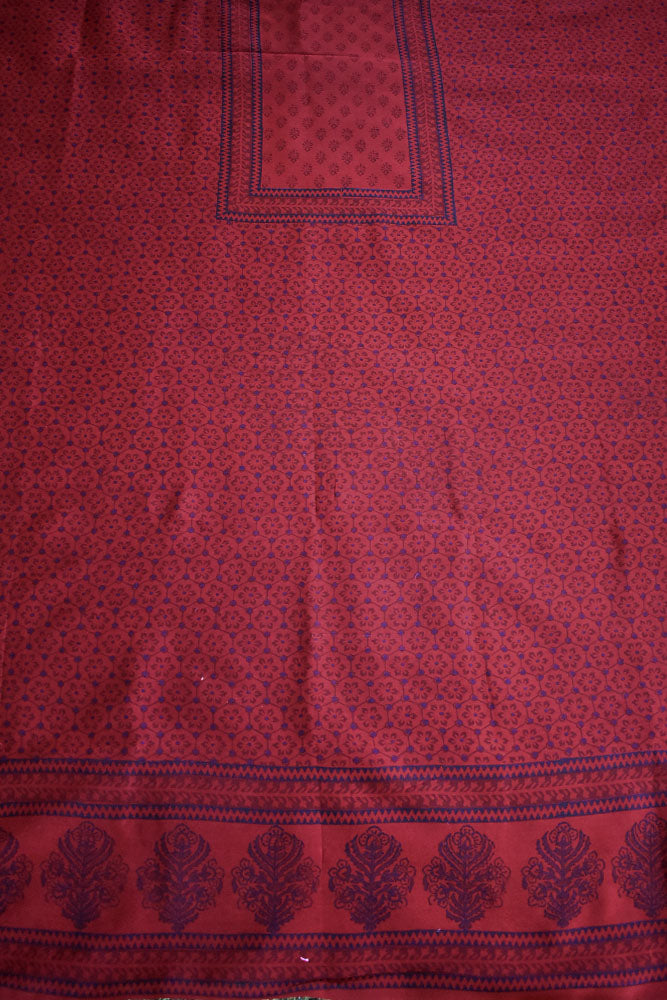 Bagh Hand Block Printed Handwoven Maheshwari Kurta fabric with Zari borders