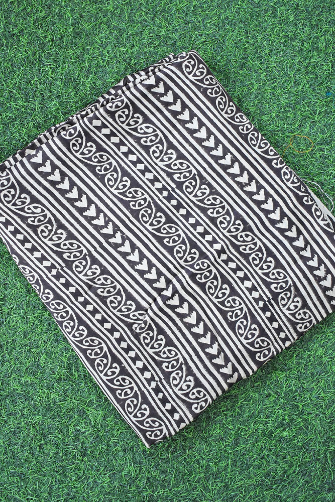 Beautiful Modal Silk Ajrakh Hand Block Print Fabric - 2.5 mtrs cut