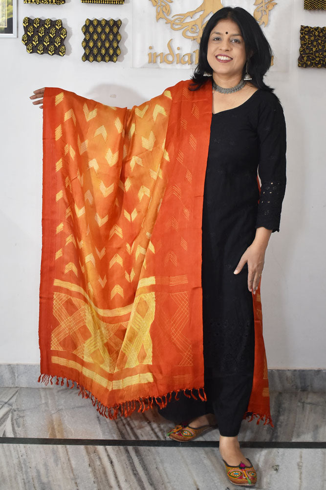 Beautiful Hand Crafted Shibori Silk Dupatta