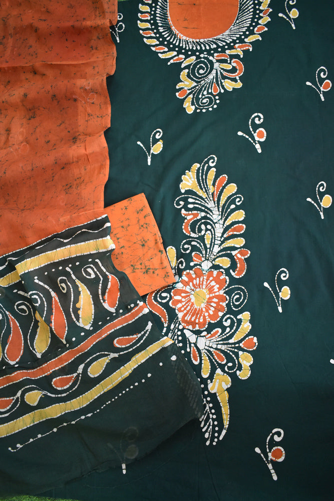 Beautiful Batik Cotton Unstitched suit fabric