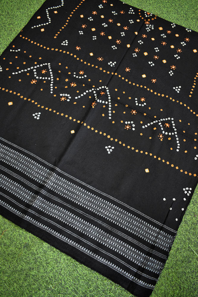 Handwoven Bhujodi Stole / Shawl with Tie Dye Bandhani & Mirror work